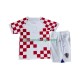 Camisola Croácia Criança Equipamento Primeiro Copa do Mundo 2022 Manga Curta